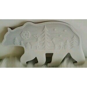 Bear & Deer Scene Plaque Handmade Unique Gift Home Decor